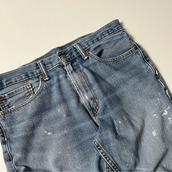 020 - VINTAGE 00s LEVIS STRAUS 505s PAINT SPLATTER 32 x 26 DENIM PANTS JEANS - Picture 4 of 9